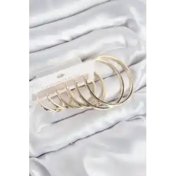 Pirinç Halka Model Gold Renk Kadın Set Küpe