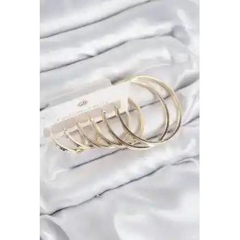 Pirinç Halka Model Gold Renk Kadın Set Küpe