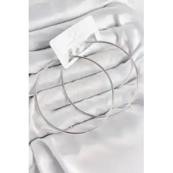 Pirinç Halka Model Gümüş Renk Kadın Küpe