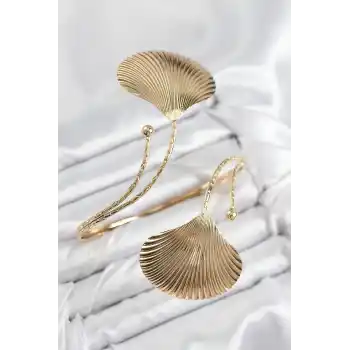 Pirinç İstiridye Model Gold Renk Kadın Pazu Bileklik