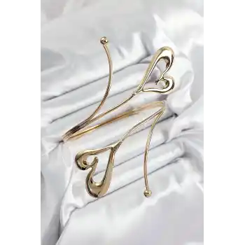 Pirinç Kalp Model Gold Renk Kadın Pazu Bileklik