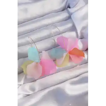 Pirinç Karışık Renkli Flora Küpe