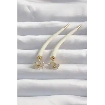 Pirinç Krem Renk Botega Küpe