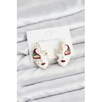 Pirinç Maske Model Kadın Küpe