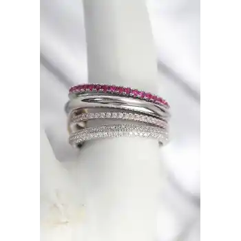 Pirinç Mix Renk Zirkon Taşlı 4Lü Kadın Yüzük