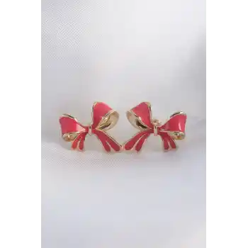 Pirinç Pembe Renk Fiyonk Küpe