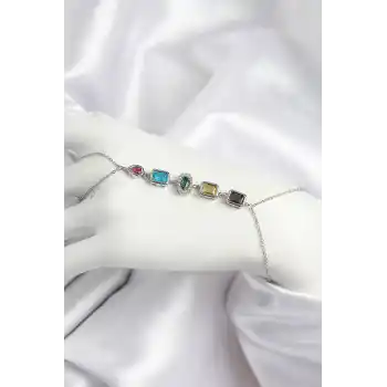 Pirinç Renkli Zirkon Taşlı Model Gümüş Renk Şahmeran