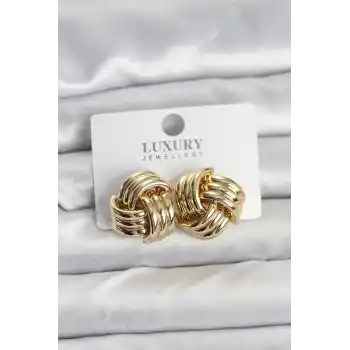 Pirinç Sarmal Gold Renk Kadın Küpe