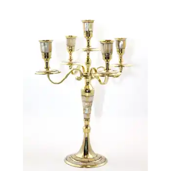 Pirinç Sedefli 5Li Şamdan 20480