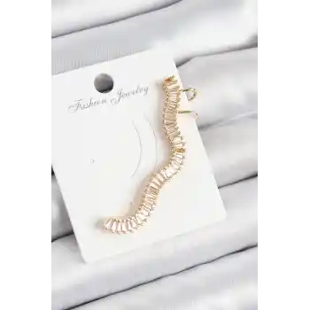 Pirinç Su Yolu Model Gold Renk Sağ Kıkırdak Küpe