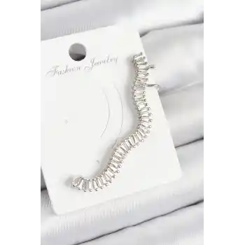 Pirinç Su Yolu Model Gümüş Renk Sağ Kıkırdak Küpe