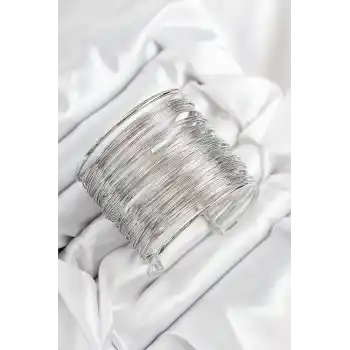 Pirinç Tel Sarma Model Gümüş Renk Kadın Bileklilk