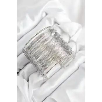 Pirinç Tel Sarma Model Gümüş Renk Kadın Bileklilk