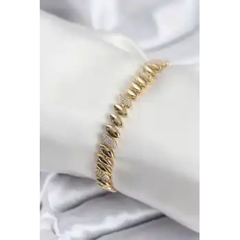 Pirinç VIP Seri Gold Renk Arpa Model Kadın Bileklik