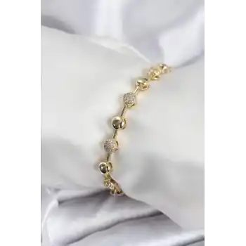 Pirinç VIP Seri Gold Renk Topçuk Model Kadın Bileklik