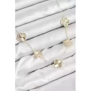 Pirinç VIP Yonca Model Gold Renk Kadın Kolye