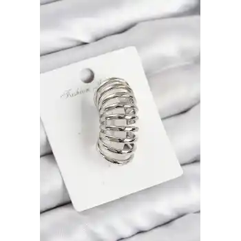 Pirinç Yay Model Gümüş Renk Sağ Kıkırdak Küpe