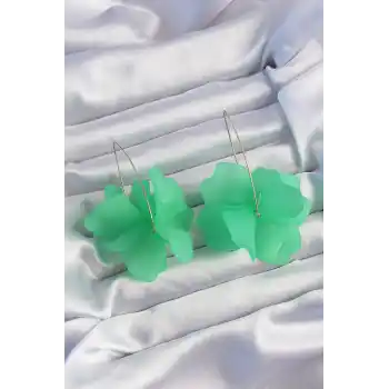 Pirinç Yeşil Renkli Flora Küpe