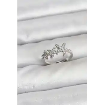 Pirinç Yıldız Model Gümüş Renk Kadın Yüzük