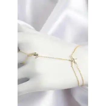 Pirinç Zirkon Taşlı Deniz Atı Ve Yıldız Model Gold Renk Şahmeran