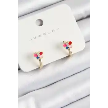 Pirinç Zirkon Taşlı Kelebek Model Gold Renk Çocuk Küpe