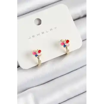 Pirinç Zirkon Taşlı Kelebek Model Gold Renk Çocuk Küpe