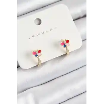 Pirinç Zirkon Taşlı Kelebek Model Gold Renk Çocuk Küpe