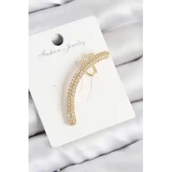 Pirinç Zirkon Taşlı Model Gold Renk Sağ Kıkırdak Küpe