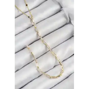 Pirinç Zirkon Taşlı Model Gold Renk Y Kolye