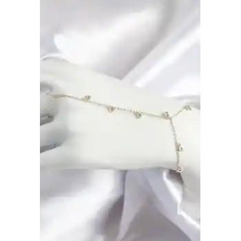 Pirinç Zirkon Taşlı Sallantılı Model Gold Renk Kadın Şahmeran