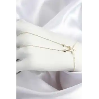 Pirinç Zirkon Taşlı Yıldız Model Gold Renk Şahmeran