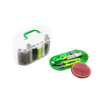 PLASTİK ÇANTALI İĞNE - İPLİK SET 10-İPLİK- 12-DİKİŞ-10-Ç.İĞNE- MEZURA- MAKAS- İĞNE GEÇİRME- 4-ÇITÇIT- 4-DÜĞME- YÜZÜK (5069)