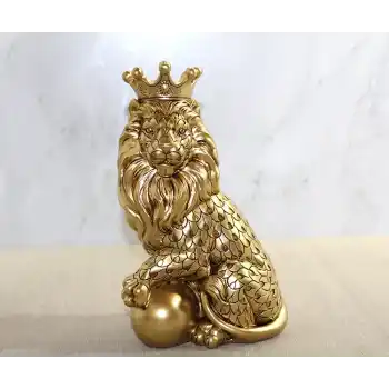 Polyester Dekoratif Taçlı Aslan Figürü Alk2574