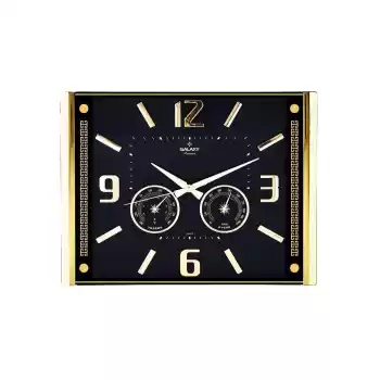 PREMİUM BAROMETRELİ ISI - NEM ÖLÇER KABARTMA RAKAMLI DUVAR SAATİ 41.5X32CM  707-A-1 (5069)