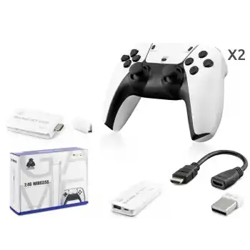 Retro Oyun Stick Hdmi Çift Gamepad Seti 2.4G Kablosuz - Beyaz HD330