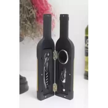 Şişe Tirbuşon Seti Küçük Siyah Alk2630