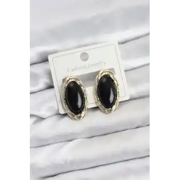 Siyah Badem Model Vintage Kadın Küpe