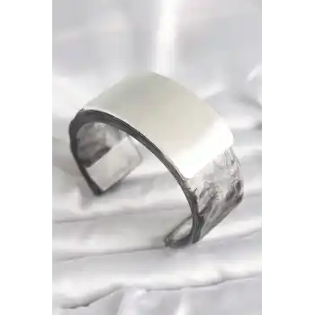 Siyah Mermer Desen Akrilik Plastik Dikdörtgen Plaka Model Vintage Kadın Bilezik