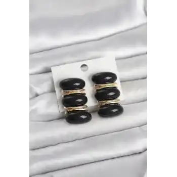 Siyah Vintage Model Gold Renk Kadın Küpe