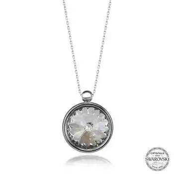Swarovski Crystal Taşlı Çerçeveli Gümüş Kadın Kolye