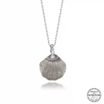 Swarovski Crystal Taşlı Deniz Kabuğu Gümüş Kadın Kolye