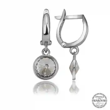 Swarovski Crystal Taşlı Gümüş Beyaz Sallantılı Kadın Küpe