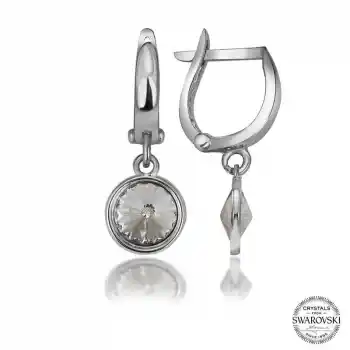 Swarovski Crystal Taşlı Gümüş Beyaz Sallantılı Kadın Küpe