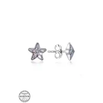 Swarovski Crystal Taşlı Gümüş Yıldız Çivili Kadın Küpe