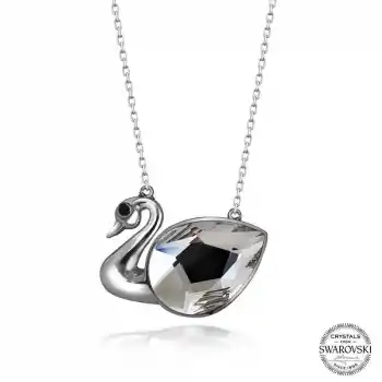 Swarovski Crystal Taşlı Kuğu Gümüş Kadın Kolye