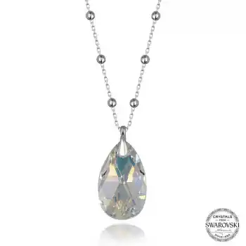 Swarovski Crystal Taşlı Top Zincir Damla Gümüş Kadın Kolye