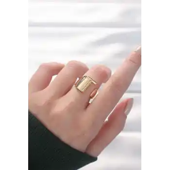 T Harfli Altın Renk Ayarlanabilir Yüzük