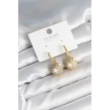 Top Yıldız Model Zirkon Taşlı Kadın Küpe