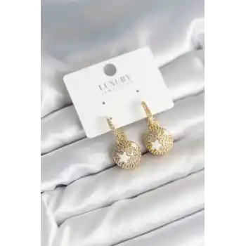 Top Yıldız Model Zirkon Taşlı Kadın Küpe