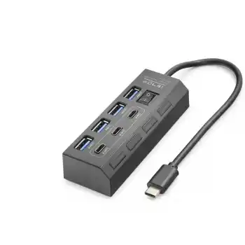 Type-C 3.2 Gen1 Anahtarlı Hub 7 Port 5 Gbps Siyah HDX7057